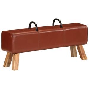 vidaXL Gymb&auml;nk brun 110 cm &auml;kta L&auml;der