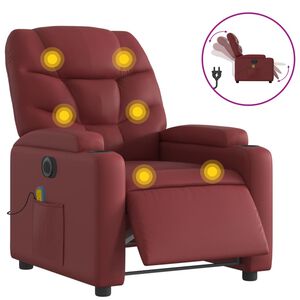 vidaXL Elektrisk massagef&aring;t&ouml;lj vinr&ouml;d konstl&auml;der