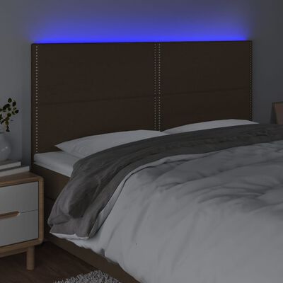 vidaXL Sänggavel LED mörkbrun 160x5x118/128 cm tyg
