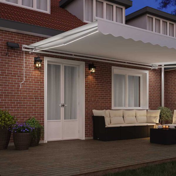 vidaXL Utfällbar markis Vit 500 × 350 cm Tyger och Stål