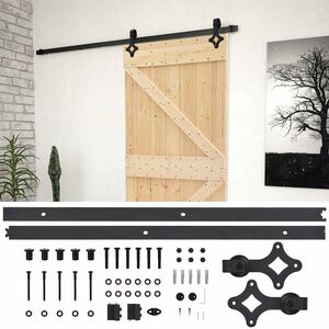 vidaXL Skjutd&ouml;rr Naturlig och svart 80 x 210 cm Massiv furu