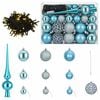 vidaXL Julprydnad Set 61 st Turkos Diam. 6 cm Plast 150 LED-lampor