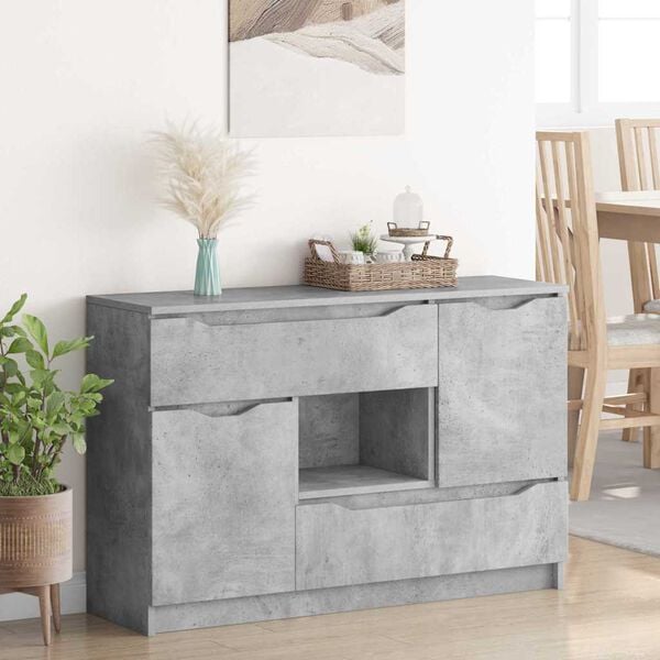 vidaXL Sideboard med l&aring;da Betonggr&aring; 100 x 30 x 65,6 Konstruerat tr&auml;