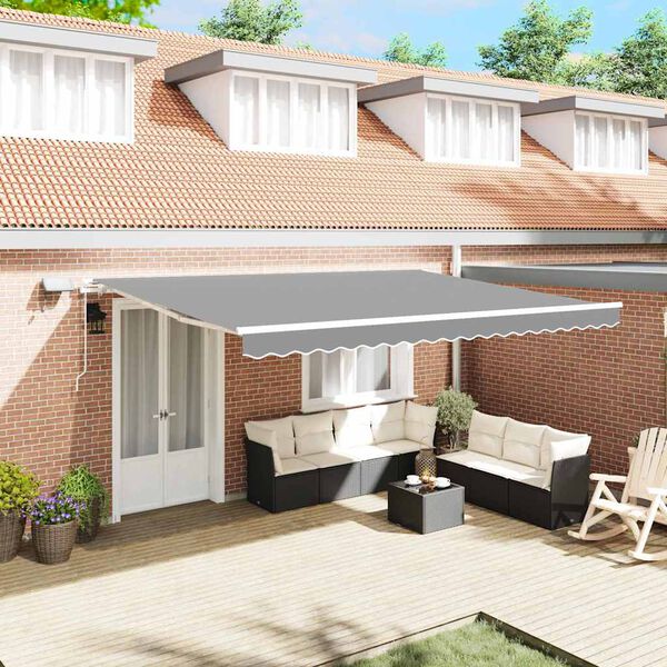 vidaXL Markisram med LED -remsljus Vit 500 × 300 cm Aluminium