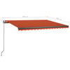 vidaXL Automatisk markis med vindsensor & LED 400x300 cm orange/brun