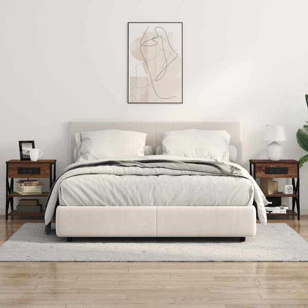 vidaXL Nattduksbord med hylla Brun Ek 41 x 31 x 51 cm Konstruerat tr&auml;