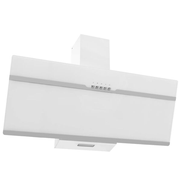 vidaXL Köksfläkt 90 cm rostfritt stål och härdat glas vit