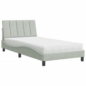 vidaXL Bed with Mattress "Hanko" Light Grey 100x200 cm Velvet