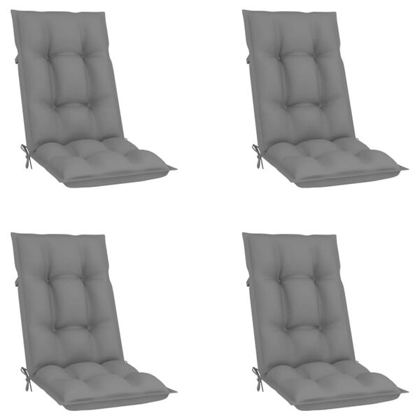 vidaXL Justerbara tr&auml;dg&aring;rdsstolar med dyna 4 st massiv teak