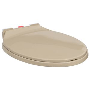 vidaXL Toalettsits mjuk stängning snabbfäste beige oval