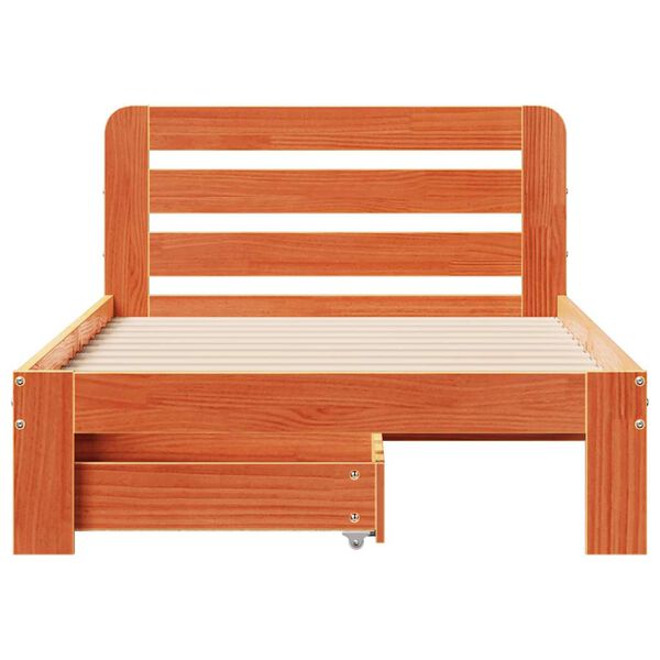 vidaXL S&auml;ngram utan madrass vaxad brun 90x190 cm massiv furu