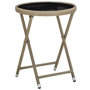vidaXL Soffbord beige 60 cm konstrotting och h&auml;rdat glas