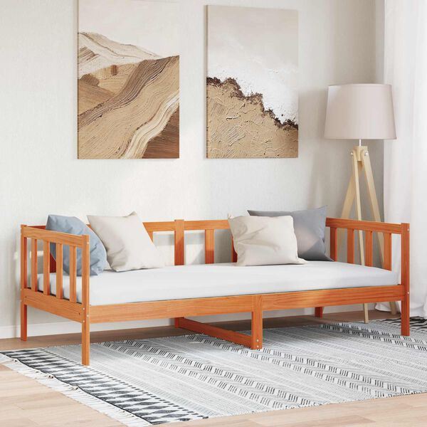 vidaXL S&auml;ngram med huvudgavel Vaxbrun 90 x 190 cm Massiv furu