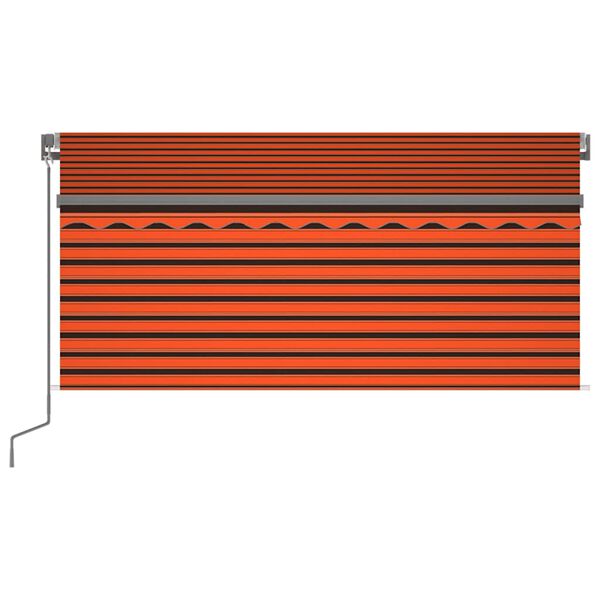 vidaXL Markis manuellt infällbar m. rullgardin LED 3x2,5 m orange/brun