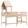 vidaXL Våningssäng med stege och tak 90x190 cm massiv furu