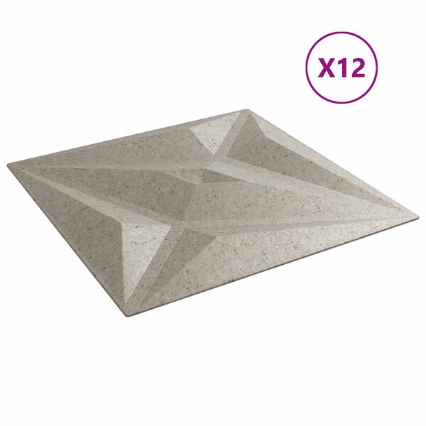 vidaXL V&auml;ggpaneler Stj&auml;rna 12 pcs Star Betong 50 x 50 cm XPS Skum