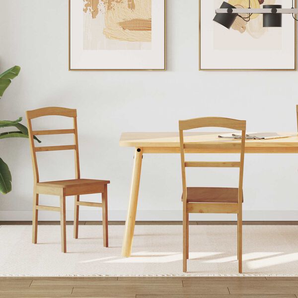 vidaXL Matstol 2 pcs Naturfärg Massiv Gummiträ