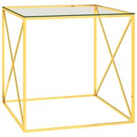 vidaXL Soffbord guld 55x55x55 cm rostfritt stål och glas