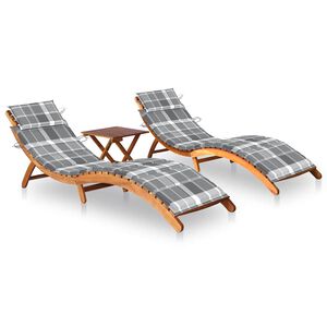 vidaXL Sols&auml;ngar 2 st med bord och dynor massivt akaciatr&auml;