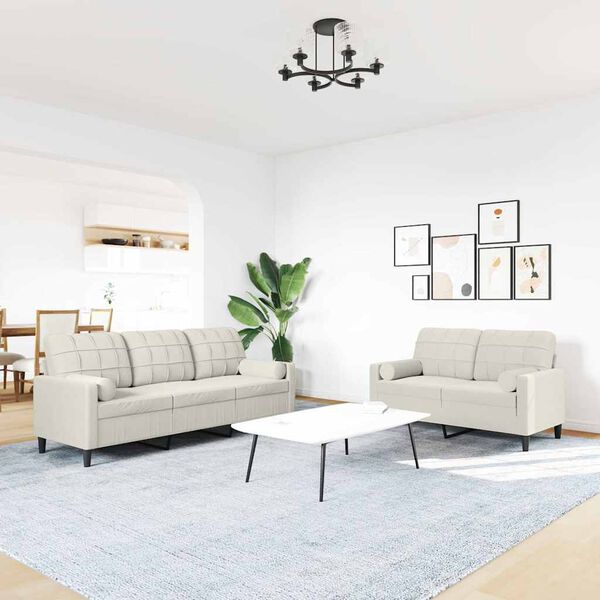 vidaXL Soffgrupp med dynor och bolster 2 delar gr&auml;ddvit sammet