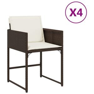 vidaXL Tr&auml;dg&aring;rdsstolar med dynor 4 st brun konstrotting