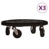 vidaXL Blomvagnar med hjul 3 st diameter 40 cm svart 275 kg