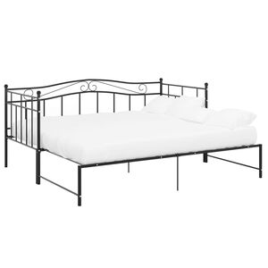vidaXL Utdragbar s&auml;ngram b&auml;ddsoffa svart metall 90x200 cm