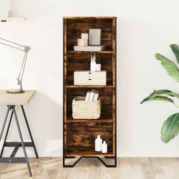 vidaXL Bokhylla rökfärgad ek 50x31x137,5 cm konstruerat trä