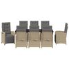 vidaXL Tr&auml;dg&aring;rdsm&ouml;belset med kudde 9 pcs Beige konstrotting