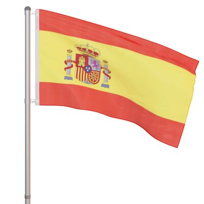 vidaXL Spaniens flagga och flaggstång i aluminium 4 m