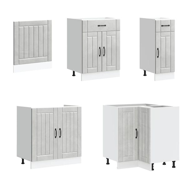 vidaXL K&ouml;kssk&aring;psset Lucca 11 delar betonggr&aring; konstruerat tr&auml;