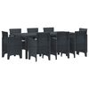 vidaXL Tr&auml;dg&aring;rdsm&ouml;belset 9 pcs Antracit Polypropylen