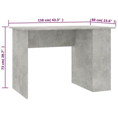 vidaXL Skrivbord betonggrå 110x60x73 cm spånskiva