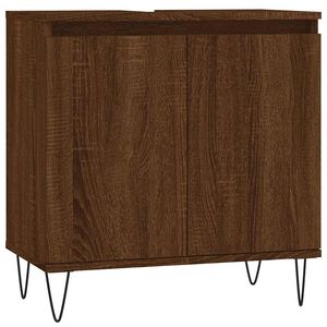 vidaXL Badrumssk&aring;p brun ek 58x33x60 cm konstruerat tr&auml;