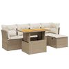 vidaXL Soffgrupp f&ouml;r tr&auml;dg&aring;rden med dynor 6 delar beige konstrotting