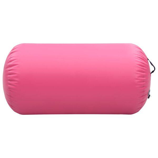 vidaXL Uppbl&aring;sbar gymnastikrulle med pump 120x90 cm PVC rosa