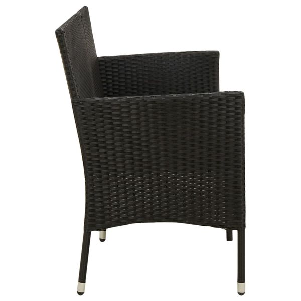 vidaXL Trädgårdssoffa 3-sits med dynor konstrotting svart