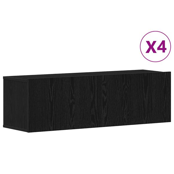 vidaXL TV-b&auml;nkset 4 pcs Svart Ek 100 x 30 x 30 cm Konstruerat tr&auml;