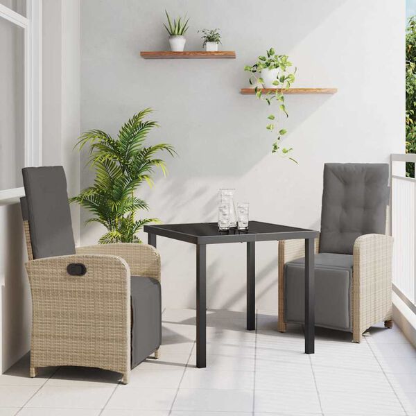vidaXL Tr&auml;dg&aring;rdsm&ouml;belset med kudde 3 pcs Beige konstrotting