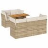 vidaXL Soffgrupp f&ouml;r tr&auml;dg&aring;rden med dynor 6 delar beige konstrotting