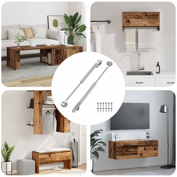 vidaXL Hydraulisk Gasfj&auml;der 2 pcs Silver 280 x 17 x 16 mm PP och J&auml;rn