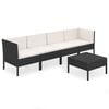 vidaXL Loungegrupp med dynor 5 delar konstrotting svart