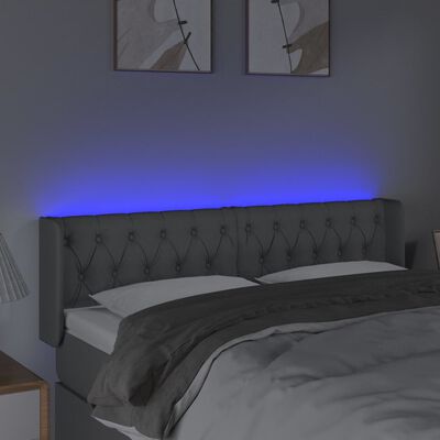 vidaXL Sänggavel LED ljusgrå 147x16x78/88 cm tyg