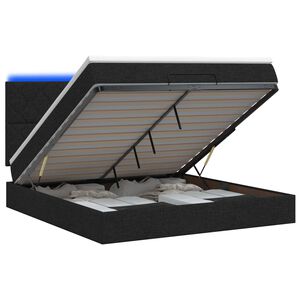 vidaXL Ottoman-s&auml;ng med madrass och LED Svart 160 x 200 cm Tyg
