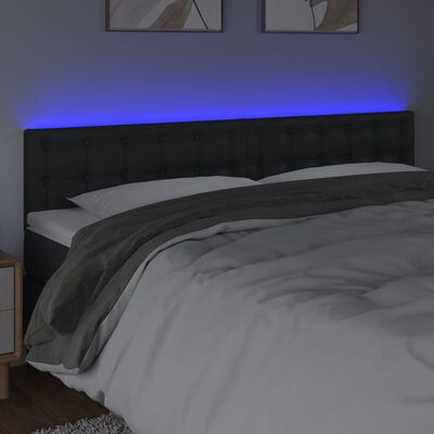 vidaXL Sänggavel LED svart 200x5x78/88 cm konstläder