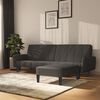 vidaXL B&auml;ddsoffa 2-sits med fotpall m&ouml;rkgr&aring; sammet