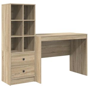 vidaXL Skrivbord Sonoma-ek 145.5 x 50 x 127 cm 2 st