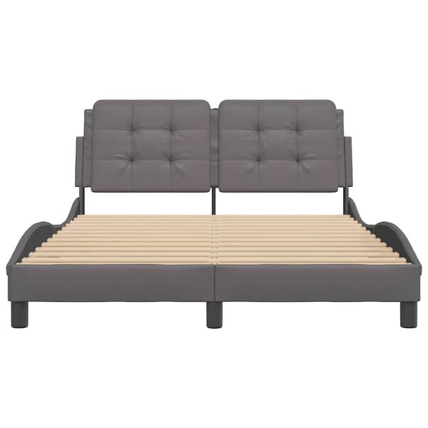 vidaXL Bed Frame without Mattress "Zadar" Grey 140x200 cm Faux Leather