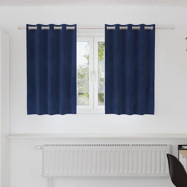 vidaXL M&ouml;rkl&auml;ggningsgardiner 2 pcs M&ouml;rkbl&aring; 140 x 140 cm Sammet