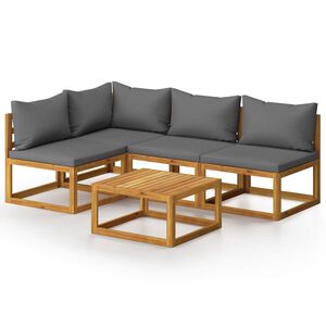 vidaXL Loungegrupp med dynor 5 delar massivt akaciatr&auml;